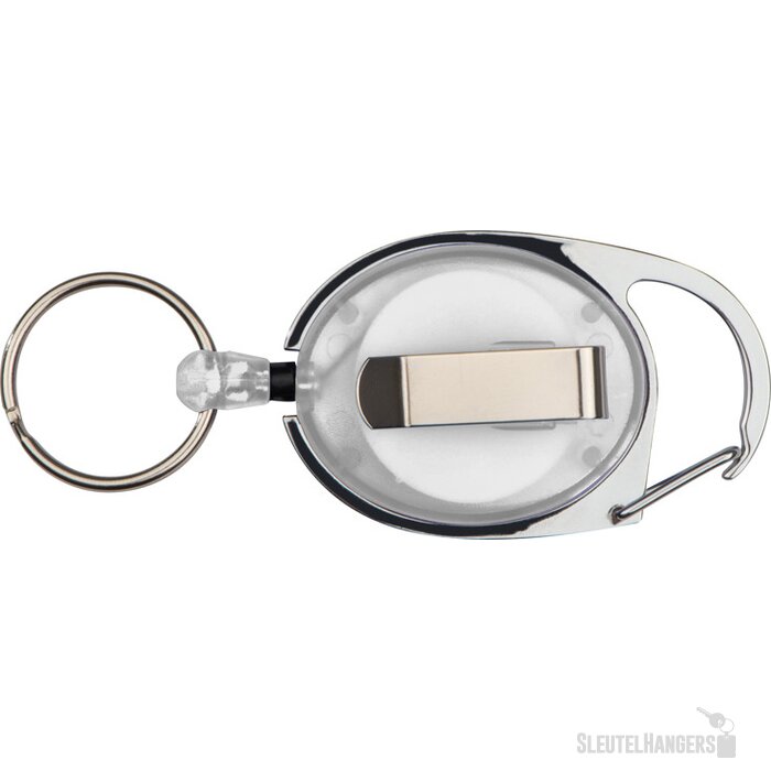 Sleutelhanger karabijnhaak met uittrekbare sleutelring Wit