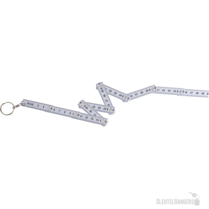 Sleutelhanger met uitklapbare duimstok wit