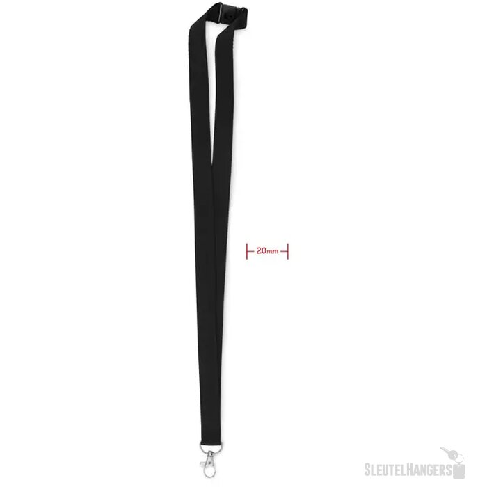 Lanyard, haak en clip. 20 mm Pany Zwart