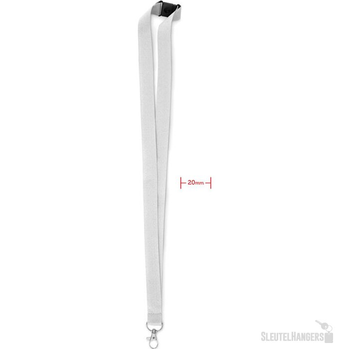 Lanyard, haak en clip. 20 mm Pany Wit