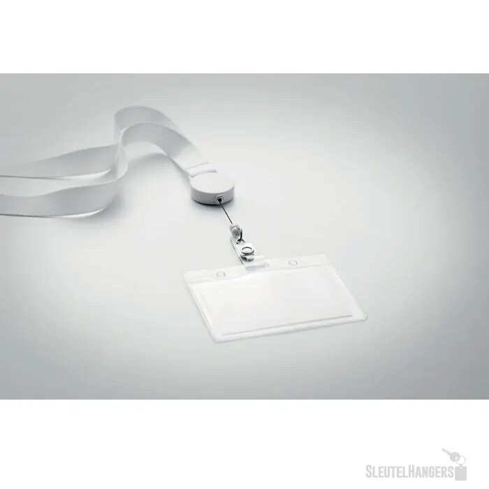 Lanyard met badgehouder Zip lanyard Wit