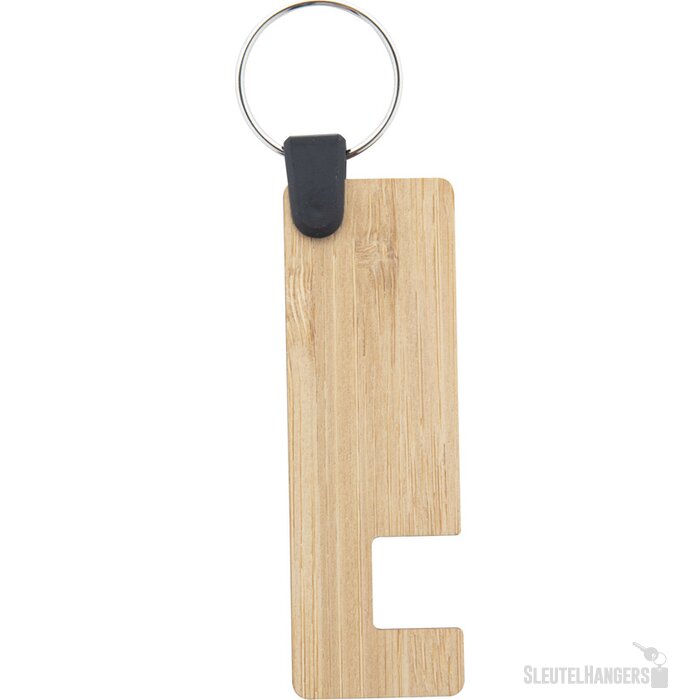 Bamboe Sleutelhanger Met Telefoonhouder Naturel