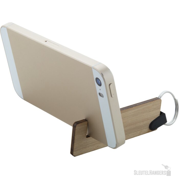 Bamboe Sleutelhanger Met Telefoonhouder Naturel