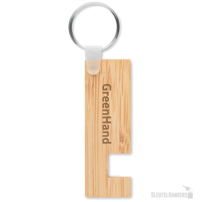 Bamboe sleutelhanger met telefoonhouder Naturel