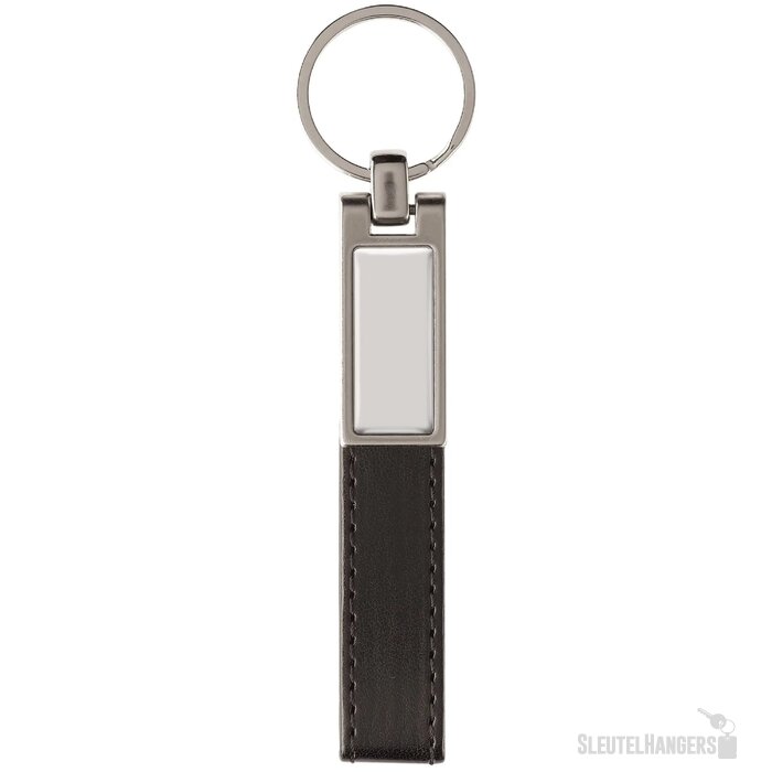 Sleutelhanger doming rechthoek zwart
