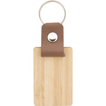 Bamboe Sleutelhanger Met Pu Detail Naturel Bamboe Sleutelhanger Met Pu Detail Naturel
