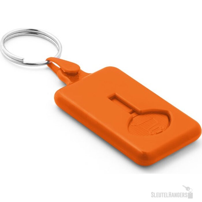 Bus Muntvormige Sleutelhanger Voor Winkelwagen Oranje