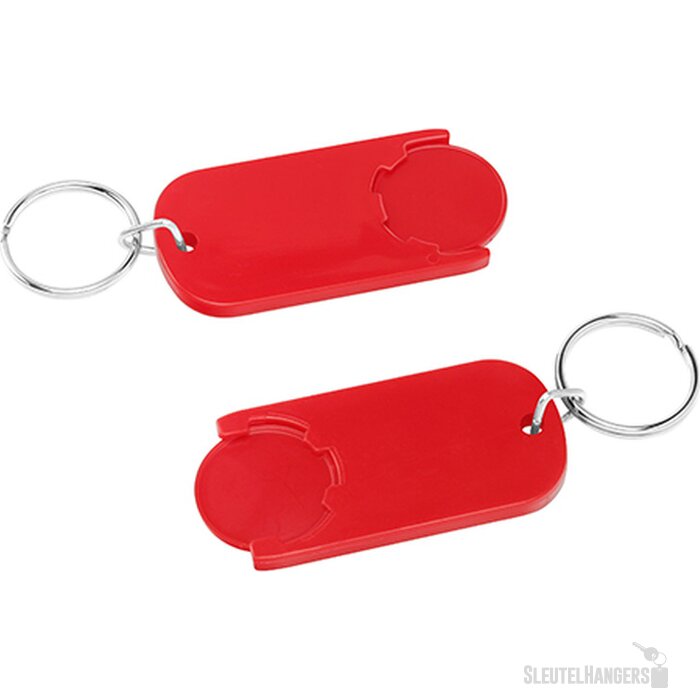 Sleutelhanger winkelwagenmuntje rood