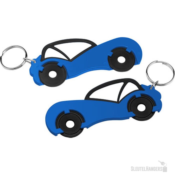 Sleutelhanger winkelwagenmuntje auto blauw