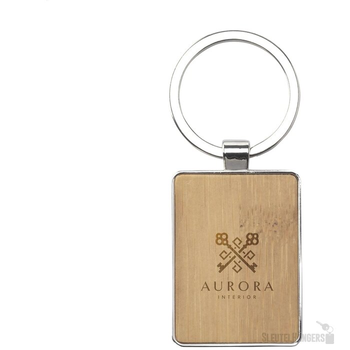 Rechthoekige Sleutelhanger Met Houten Inlay