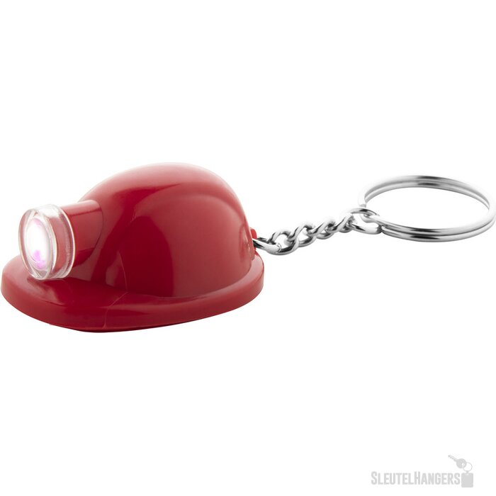 Sleutelhanger veiligheidshelm met lampje Rood