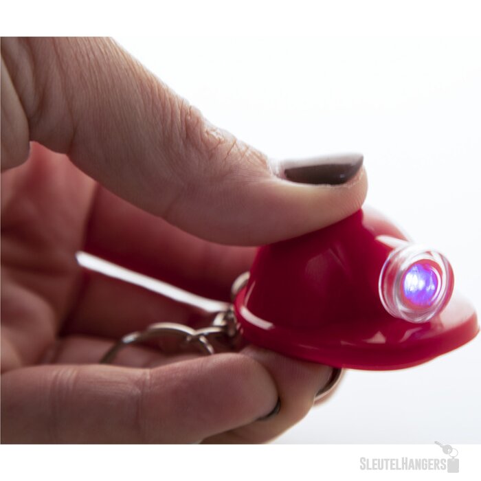 Sleutelhanger veiligheidshelm met lampje Rood