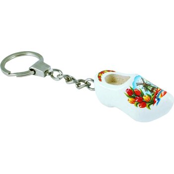 Sleutelhanger met 1 klompje Tulpen Wit Sleutelhanger met 1 klompje Tulpen Wit