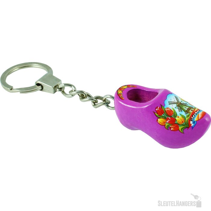 Sleutelhanger met 1 klompje Tulpen Paars