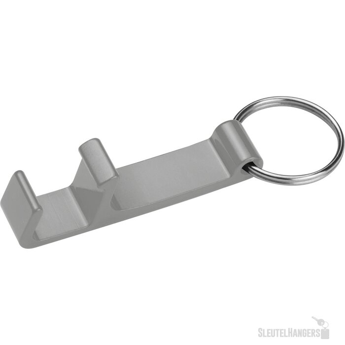 Sleutelhanger met flesopener grijs silvergrey zilvergrijs
