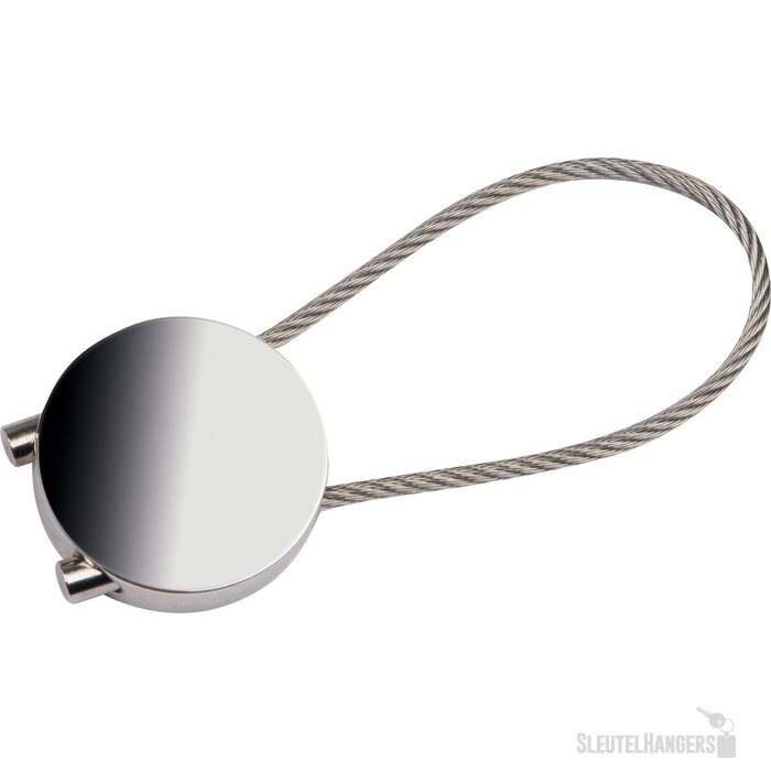 Ronde metalen sleutelhanger grijs silvergrey zilvergrijs