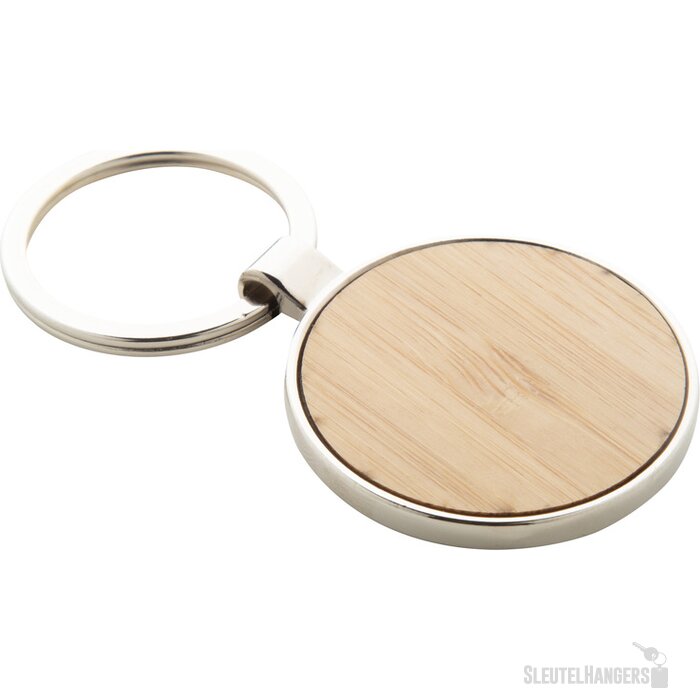 Ronde Sleutelhanger Met Bamboe Inzetstuk Naturel