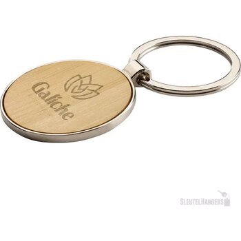 Ronde Sleutelhanger Met Bamboe Inzetstuk Naturel Ronde Sleutelhanger Met Bamboe Inzetstuk Naturel
