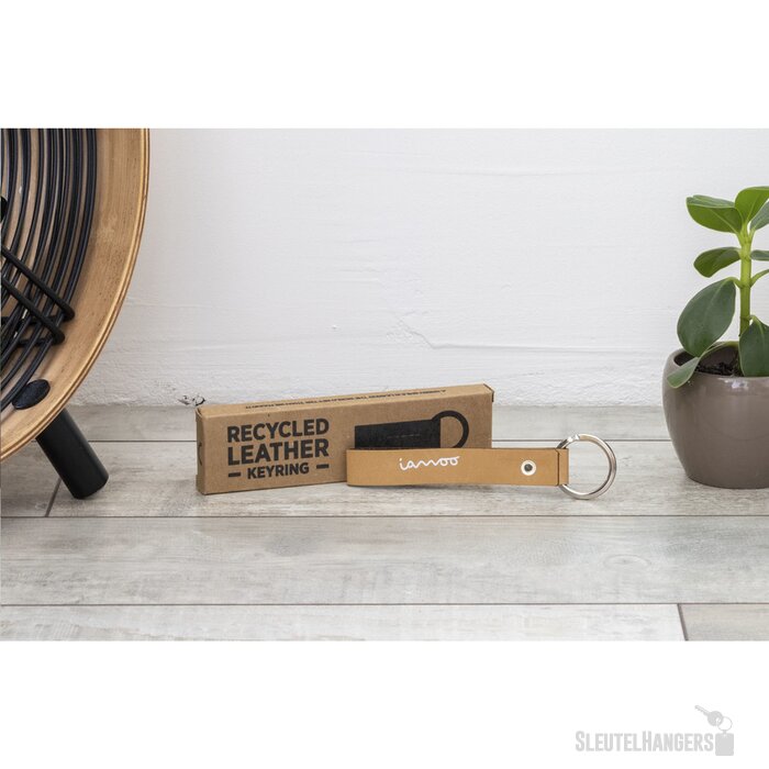 Recycled Leather Keyring Sleutelhanger Taupe
