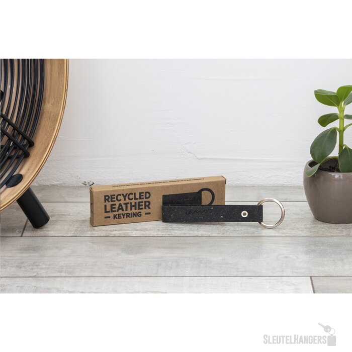 Recycled Leather Keyring Sleutelhanger Zwart