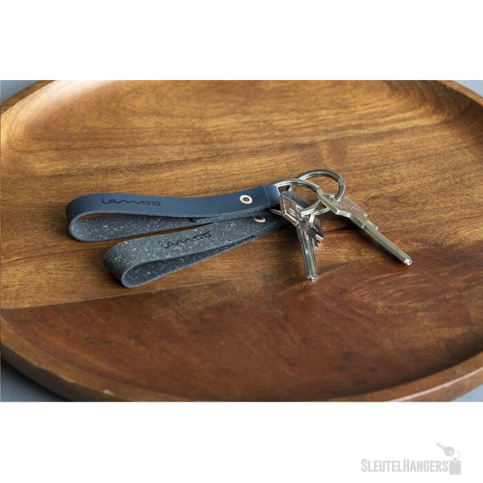 Recycled Leather Keyring Sleutelhanger Zwart