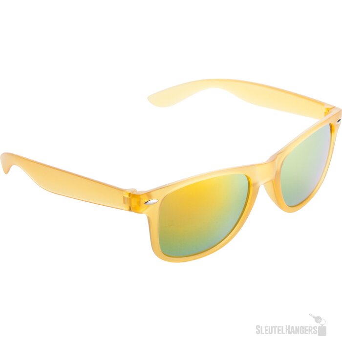 Goedkope Zonnebril Met Metallic Glazen Geel