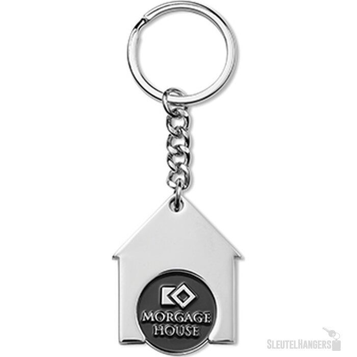 Sleutelhanger huisje met munt