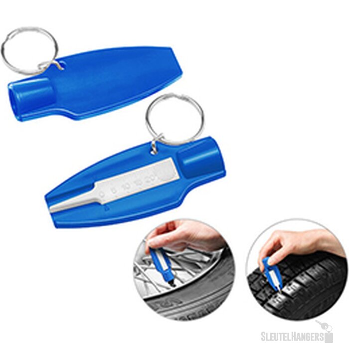 Bandenproefiel meter met ventieldopopener blauw