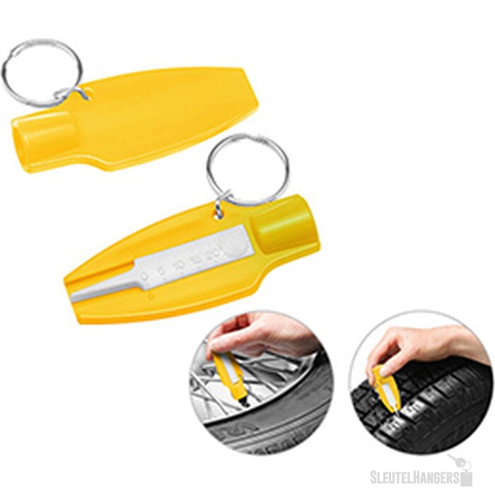 Bandenproefiel meter met ventieldopopener geel