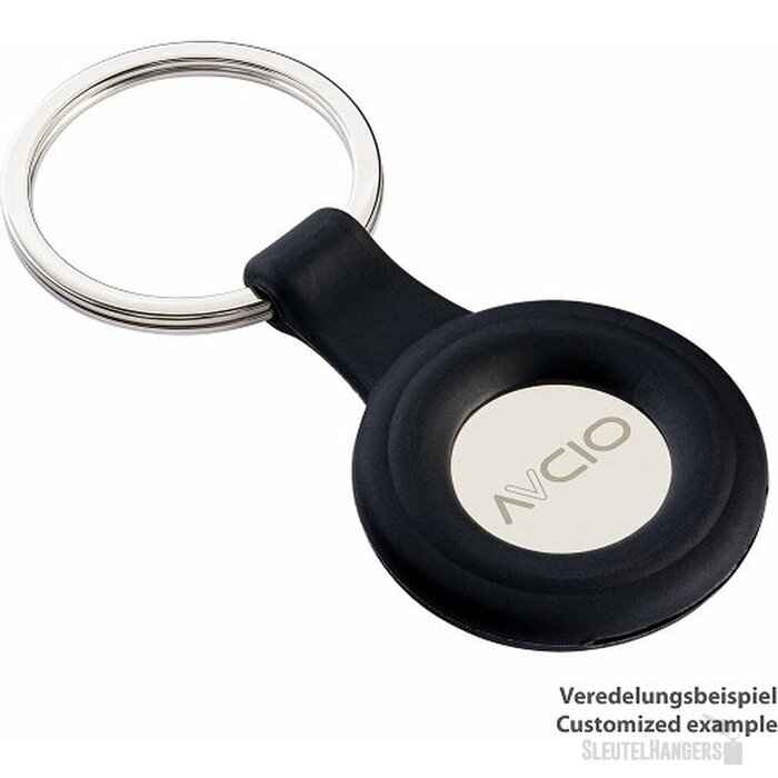 Siliconen sleutelhanger met muntje Zwart