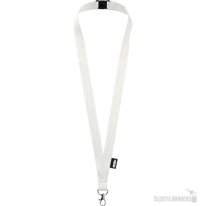 Tom gerecyclede PET lanyard met veiligheidssluiting Wit