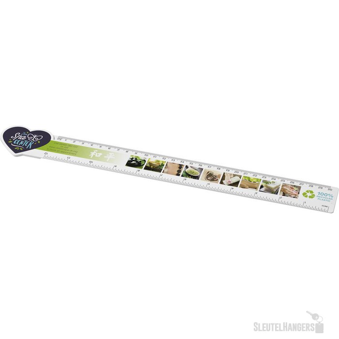 Tait hartvormige liniaal van 30 cm van gerecycled plastic Wit