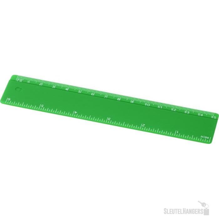 Refari liniaal van 15 cm van gerecycled plastic Groen