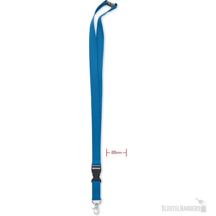 Lanyard met metalen haak 20mm Lannycot Kobaltblauw