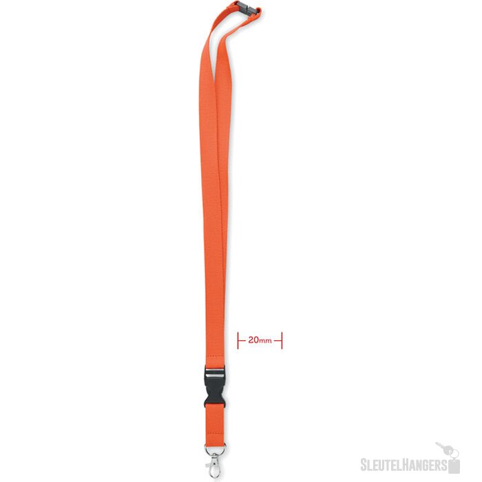 Lanyard met metalen haak 20mm Lannycot oranje