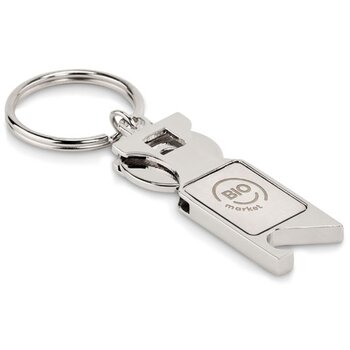 Sleutelhanger met muntje en flesopener Zilver Sleutelhanger met muntje en flesopener Zilver