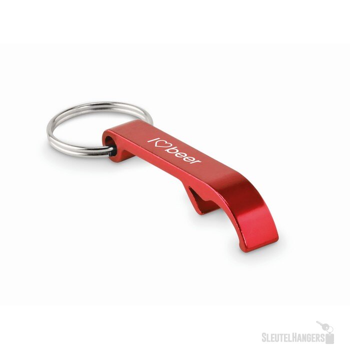 Gerecyclede aluminium sleutelhanger flesopener Rood