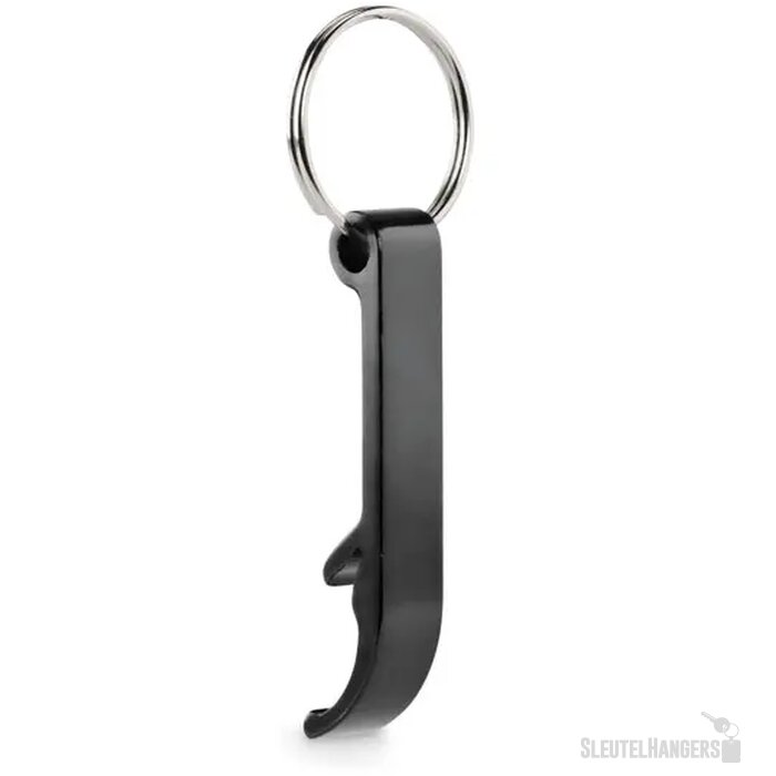 Gerecyclede aluminium sleutelhanger flesopener Zwart