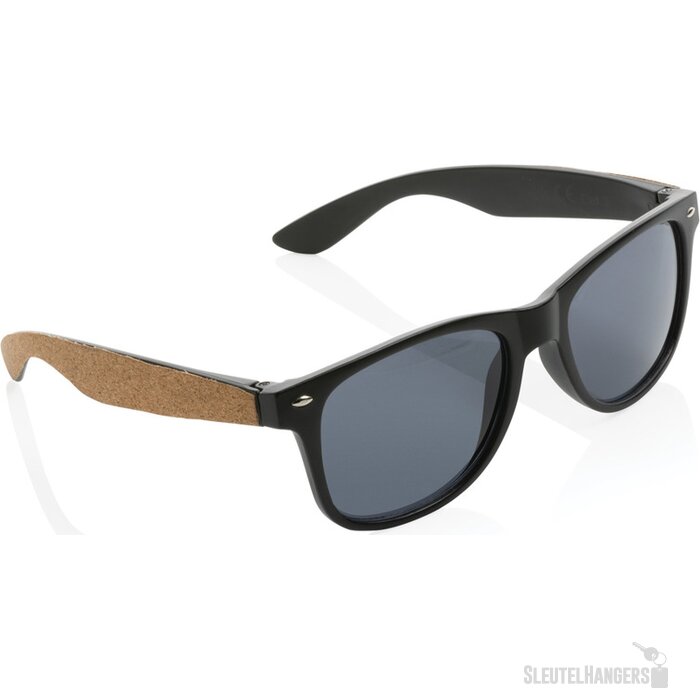 GRS zonnebril van gerecycled pc-plastic met kurk zwart