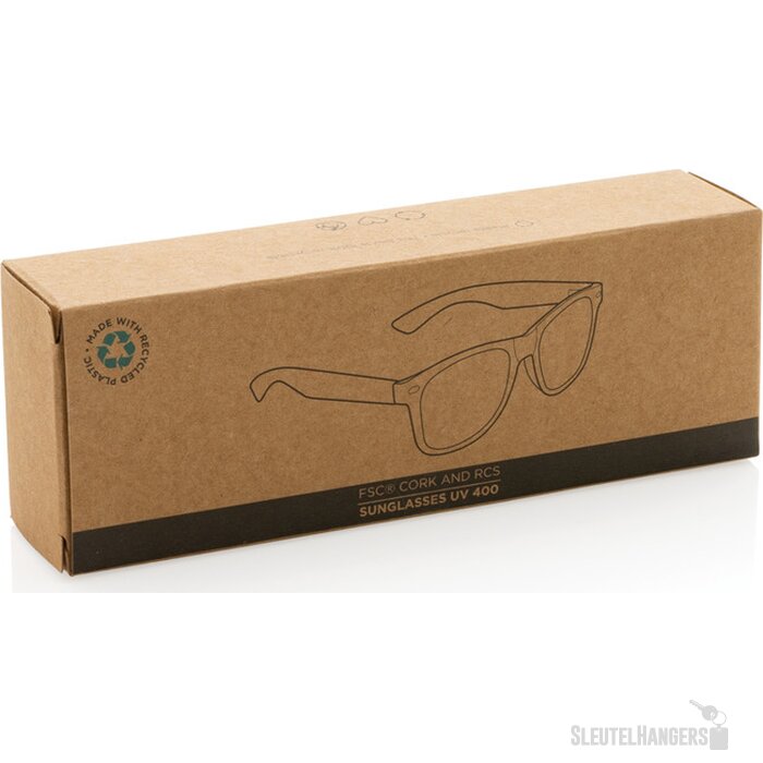 GRS zonnebril van gerecycled pc-plastic met kurk zwart