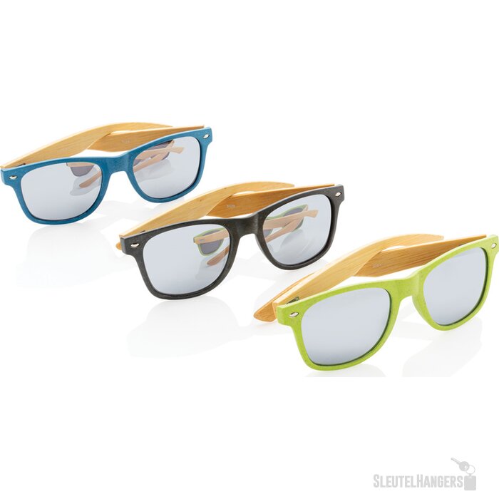 Tarwestro en bamboe zonnebril blauw