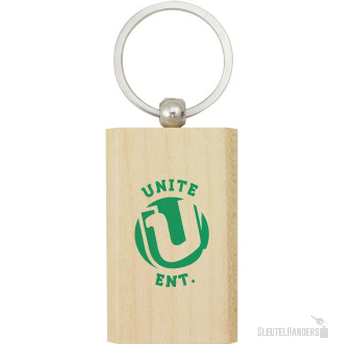 Rechthoekig houten sleutelhanger ecru