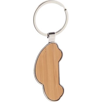 Auto Sleutelhanger Met Bamboe Inzet Bruin Auto Sleutelhanger Met Bamboe Inzet Bruin