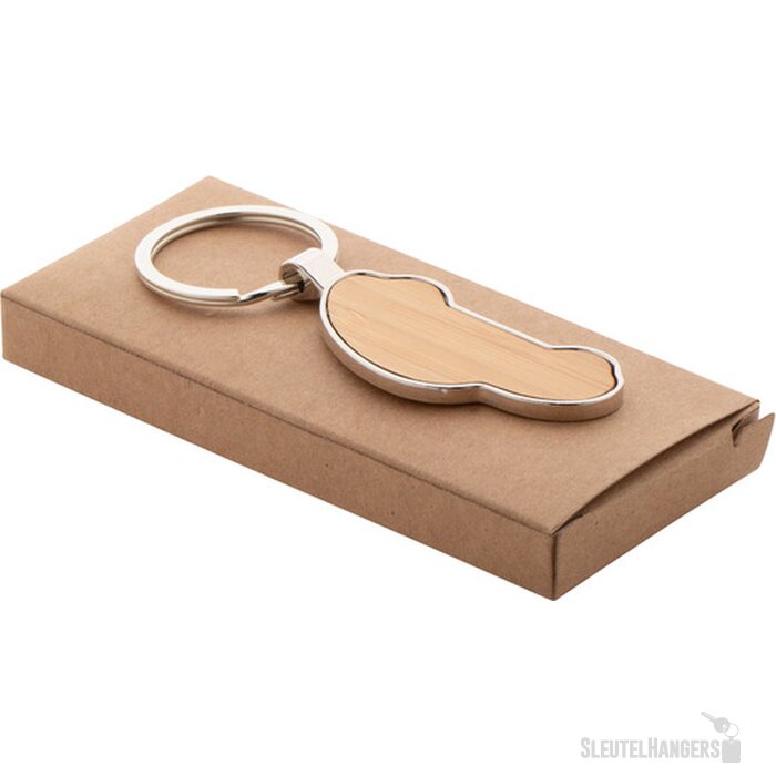 Auto Sleutelhanger Met Bamboe Inzet Bruin