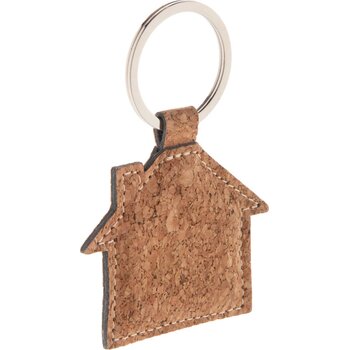 Huisvormige Sleutelhanger Van Kurk Naturel Huisvormige Sleutelhanger Van Kurk Naturel