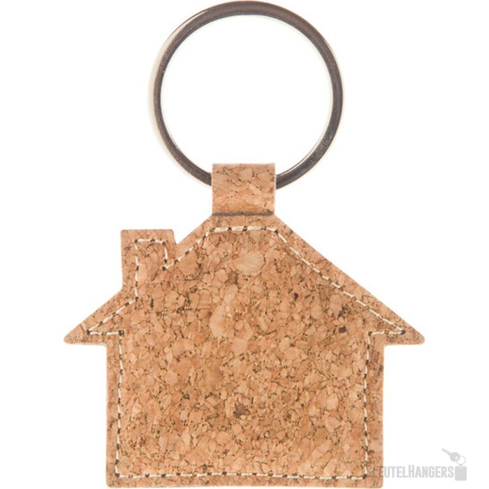 Huisvormige Sleutelhanger Van Kurk Naturel