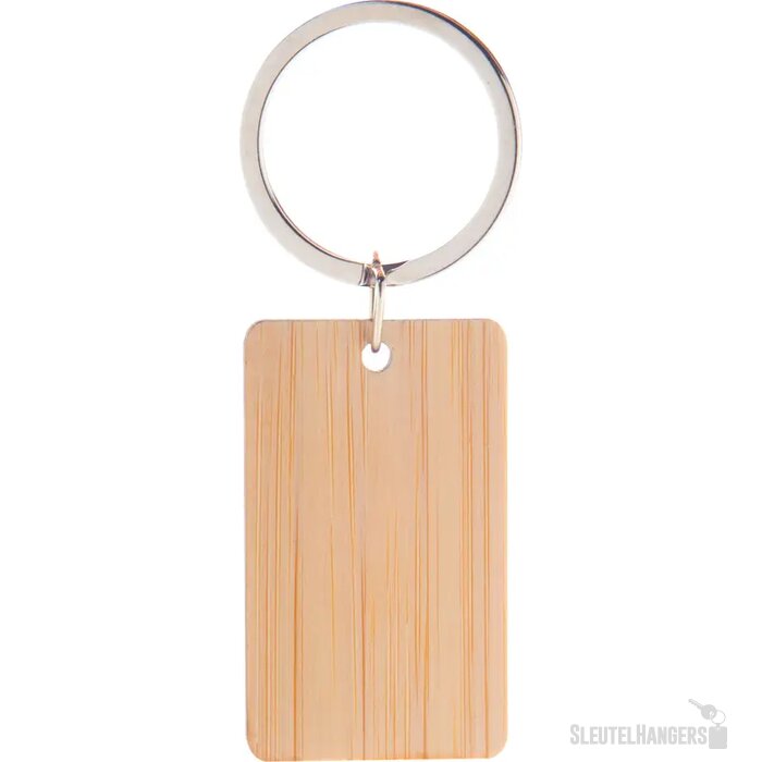 Bamboe Sleutelhanger Met Metalen Ring Naturel