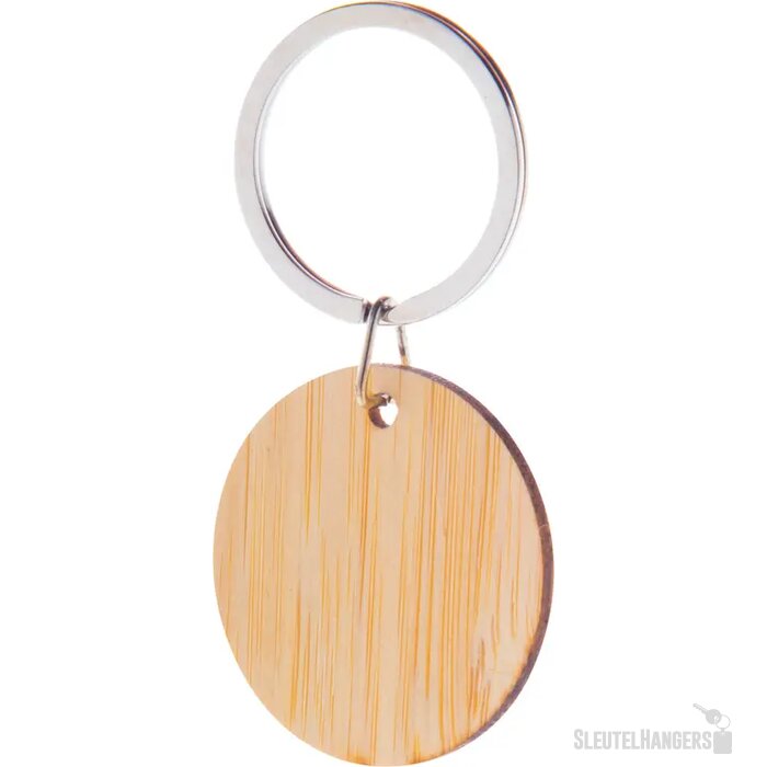 Bamboe Sleutelhanger Met Metalen Ring Naturel