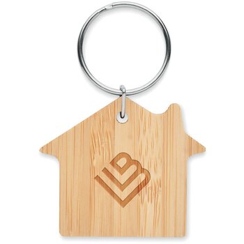 Bamboe Sleutelhanger In Huisvorm Naturel Bamboe Sleutelhanger In Huisvorm Naturel