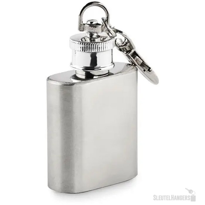 Sleutelhanger heupfles Hippy zilver